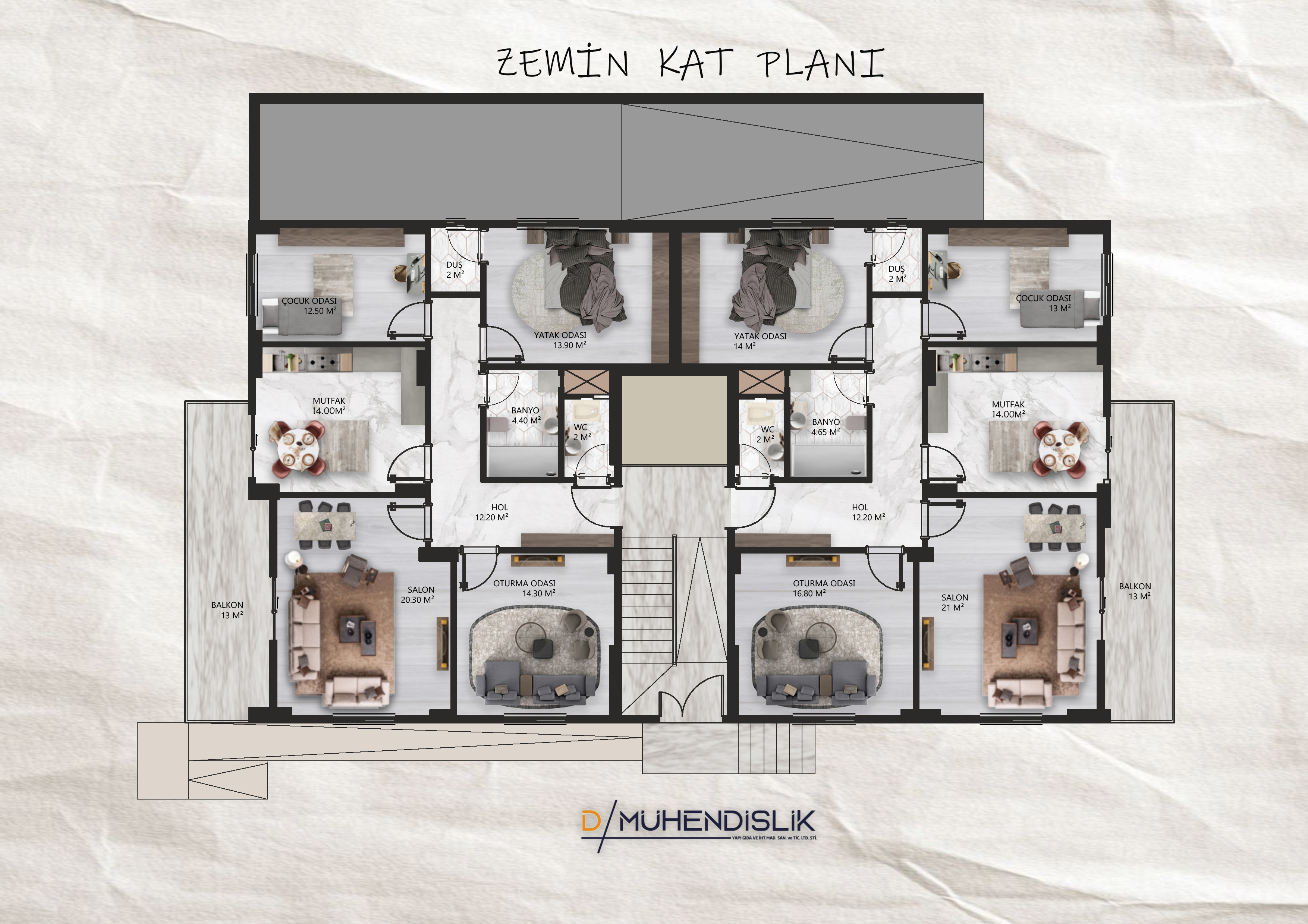 Halitpaşa Mahallesi 3+1 — Kat planı 1