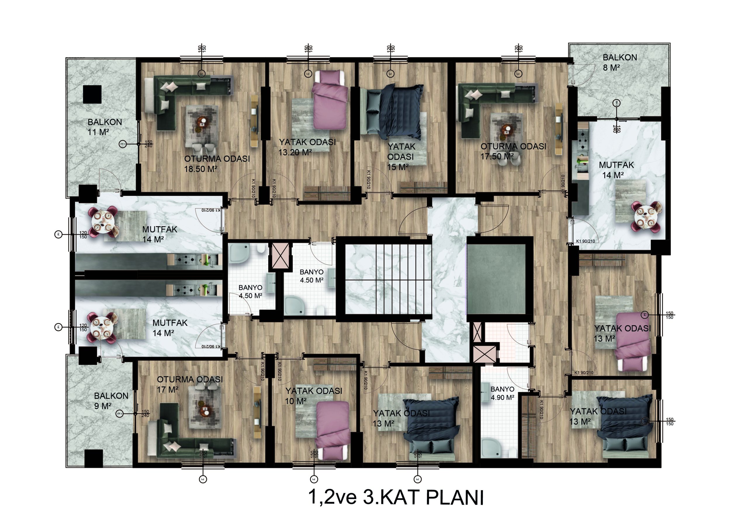 Hocabey Mahallesinde 2+1 Konutlar — Kat planı 1