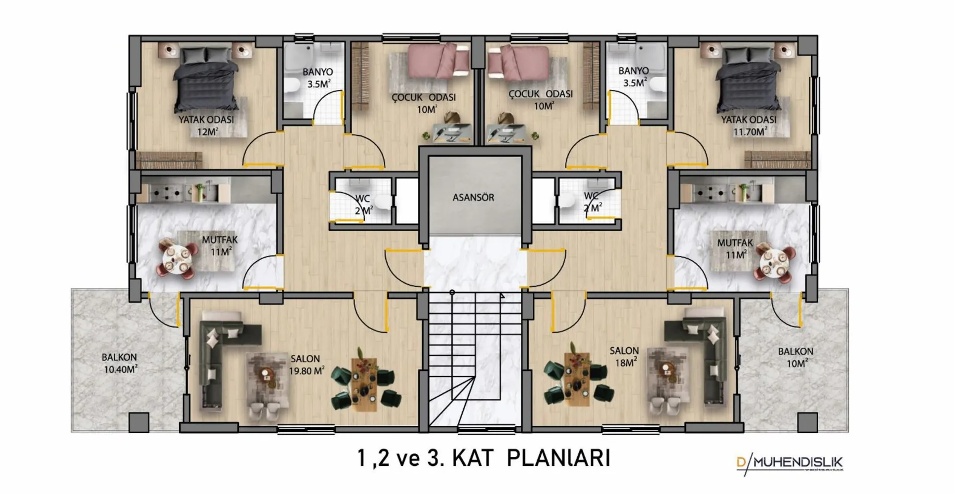 Hocabey Mahallesinde 2+1 Lüks Konutlar — Kat planı 1
