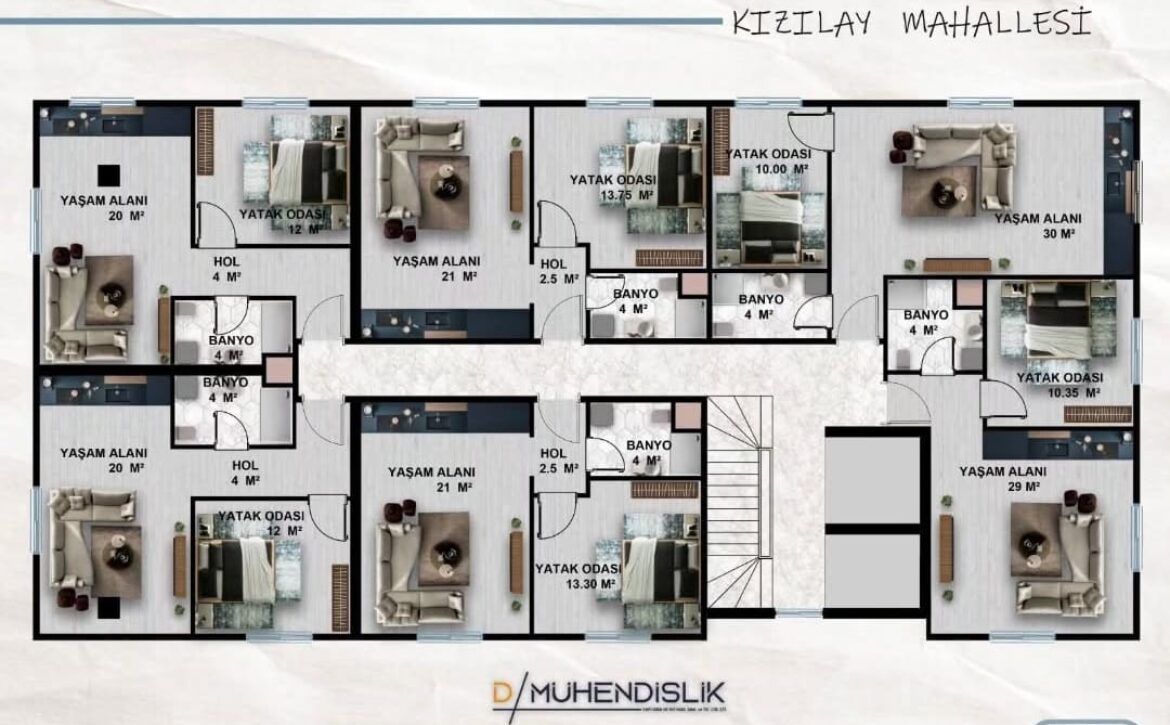 Kızılay Mahallesi (1+1) — Kat planı 1