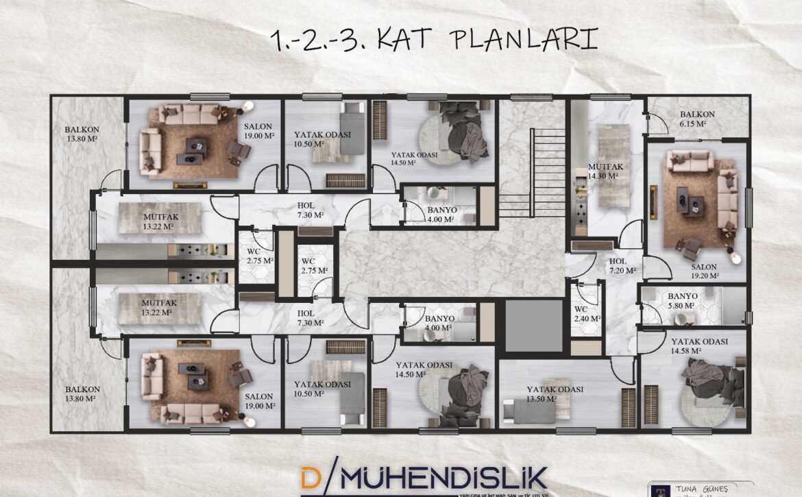 Yunus Emre Mahallesi Doğan Sitesi 2+1 — Kat planı 1